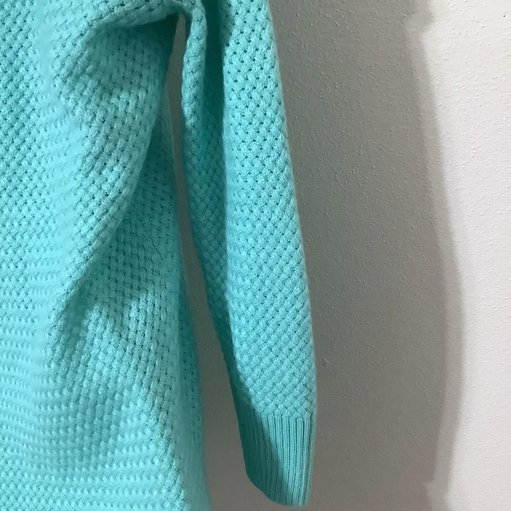 Teal Retro Wintercore‎ Cabincore Holiday Feminine Winter Sparkly Knit Sweater XS